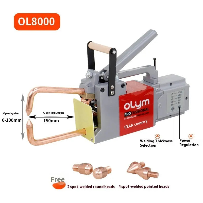 OL8000 double-sided spot welder with manual driver, pulse control, and six welding heads for butt welding applications