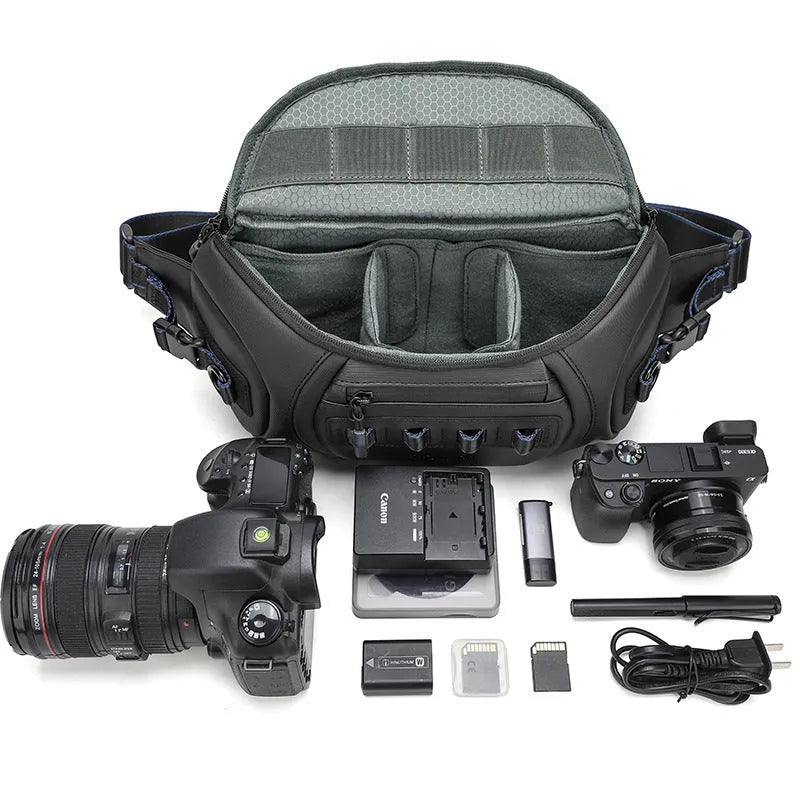 Waterproof Oxford cloth DSLR camera shoulder bag in black, grey, or green colours